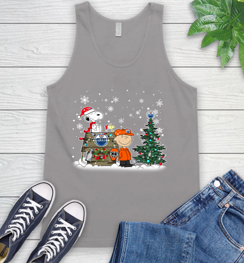 NHL Edmonton Oilers Snoopy Charlie Brown Woodstock Christmas Stanley Cup Hockey Tank Top 3