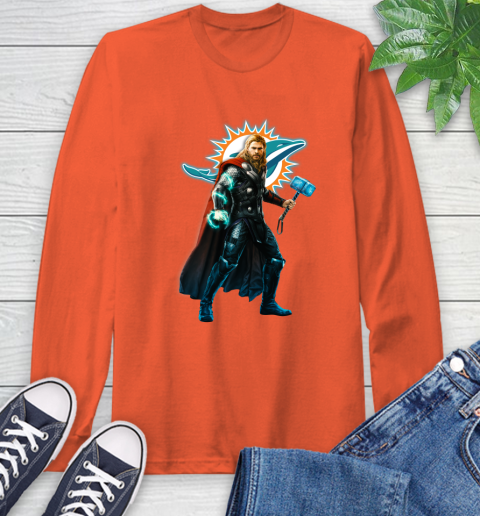 NFL Thor Avengers Endgame Football Miami Dolphins Long Sleeve T-Shirt 5