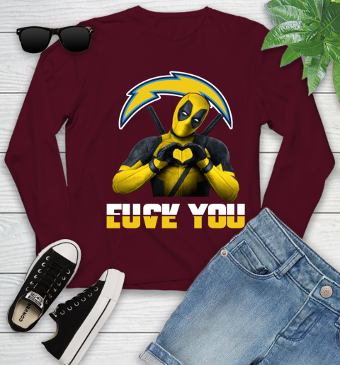 NHL San Diego Chargers Deadpool Love You Fuck You Football Sports Youth Long Sleeve 6