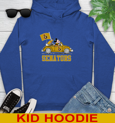 NHL Hockey Ottawa Senators Pluto Mickey Driving Disney Shirt Youth Hoodie 10