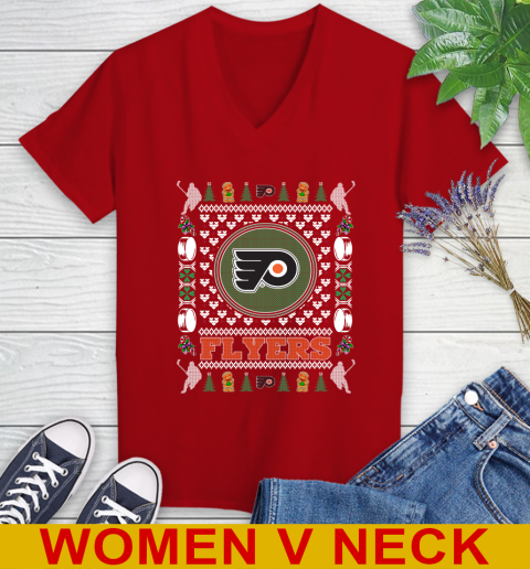 Philadelphia Flyers Merry Christmas NHL Hockey Loyal Fan Women's V-Neck T-Shirt 10