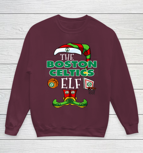 Boston Celtics Christmas ELF Funny NBA Youth Sweatshirt 4