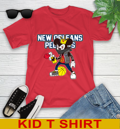 New Orleans Pelicans NBA Basketball Mickey Peace Sign Sports Youth T-Shirt 10