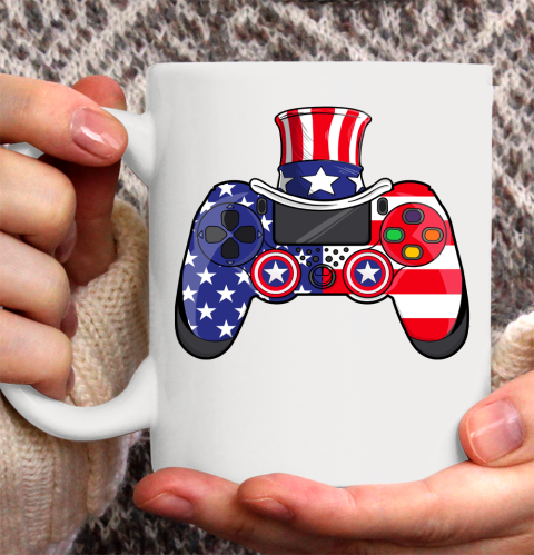 American Flag Video Game 4th Of July Boys Kids Teens Gamer Ceramic Mug 11oz
