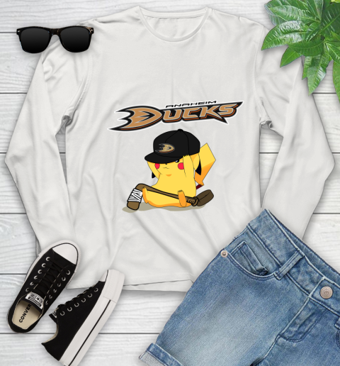NHL Pikachu Hockey Sports Anaheim Ducks Youth Long Sleeve 12