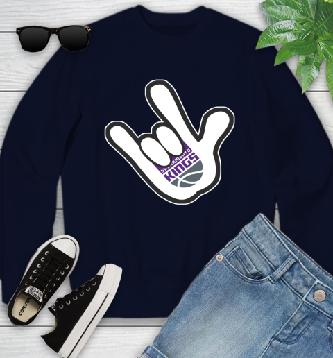 Sacramento Kings NBA Basketball Mickey Rock Hand Disney Youth Sweatshirt 3