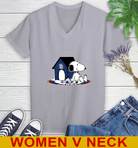 MLB Baseball San Diego Padres Snoopy The Peanuts Movie Shirt Women's V-Neck T-Shirt 5