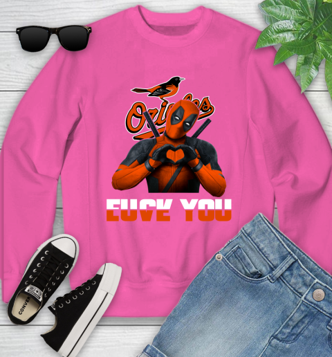 MLB Baltimore Orioles Deadpool Love You Fuck You Baseball Sports Youth Sweatshirt 6