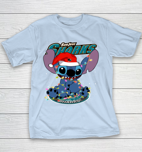 San Jose Sharks NHL Hockey noel stitch Christmas Youth T-Shirt 4