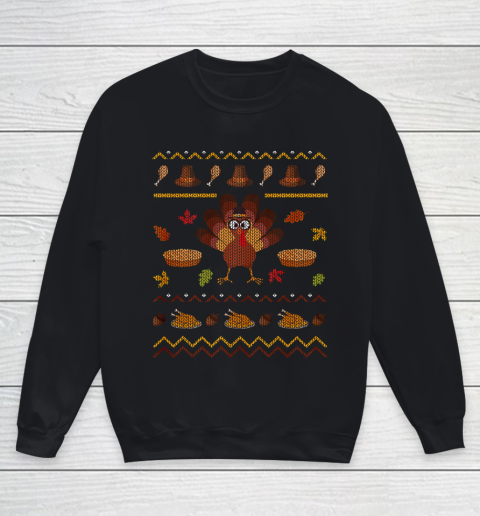 Ugly Christmas Sweater Thanksgiving Turkey Funny Holiday Youth Sweatshirt