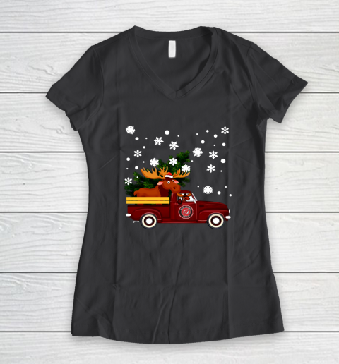 New Jersey Devils Bring Christmas Home NHL Women's V-Neck T-Shirt 6