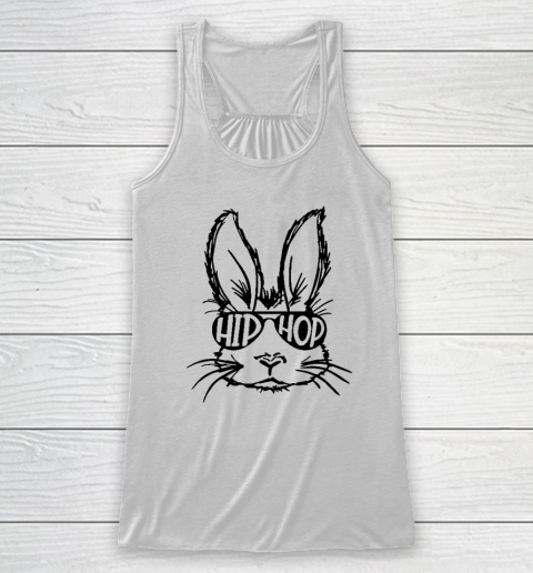 Hip Hop Bunny Face With Sunglasses Easter Day Racerback Tank