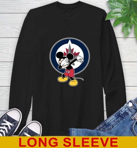 Winnipeg Jets NHL Hockey Dabbing Mickey Disney Sports Long Sleeve T-Shirt 2