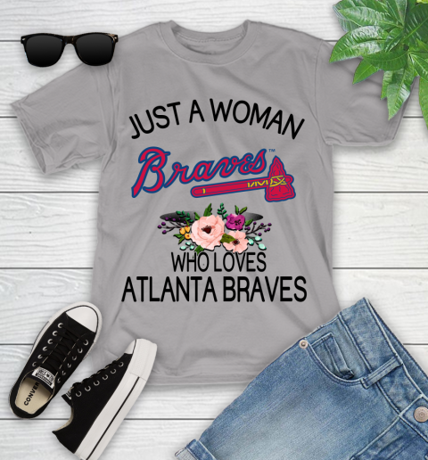 MLB Just A Woman Who Loves Atlanta Braves Baseball Sports Youth T-Shirt 2