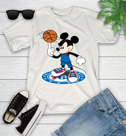 NBA Basketball Philadelphia 76ers Cheerful Mickey Disney Shirt Youth T-Shirt 2