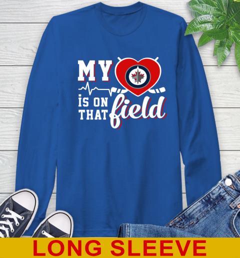 NHL My Heart Is On That Field Hockey Sports Winnipeg Jets Long Sleeve T-Shirt 11