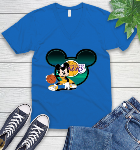 NBA Los Angeles Lakers Mickey Mouse Disney Basketball V-Neck T-Shirt 6