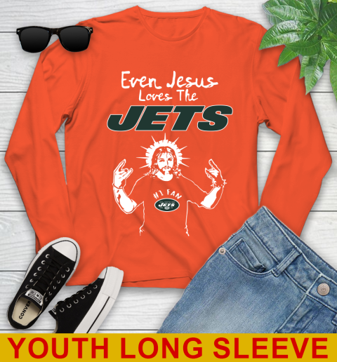 New York Jets NFL Football Even Jesus Loves The Jets Shirt Youth Long Sleeve 3