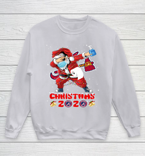Atlanta Braves Funny Santa Claus Dabbing Christmas 2020 MLB Youth Sweatshirt 3