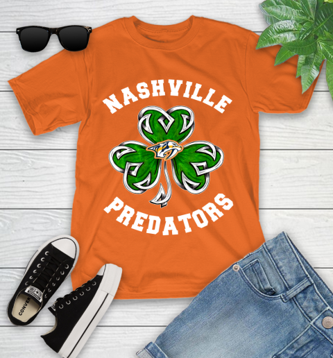 NHL Nashville Predators Three Leaf Clover St Patrick s Day Hockey Sports Youth T Shirt Tee For Sports