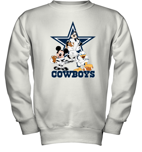 Mickey Donald Goofy The Three Dallas Cowboys Football Youth Sweatshirt