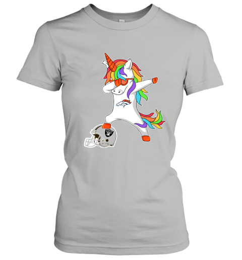 Football Dabbing Unicorn Steps On Helmet Denver Broncos Women's T-Shirt