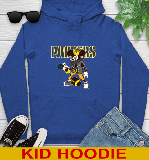 Green Bay Packers NFL Football Mickey Peace Sign Sports Youth Hoodie 10