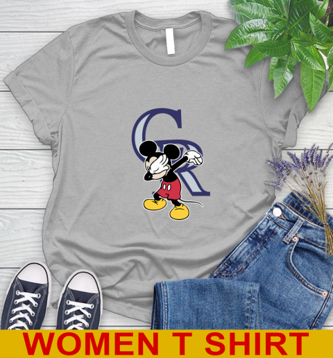 Colorado Rockies MLB Baseball Dabbing Mickey Disney Sports Women's T-Shirt 5