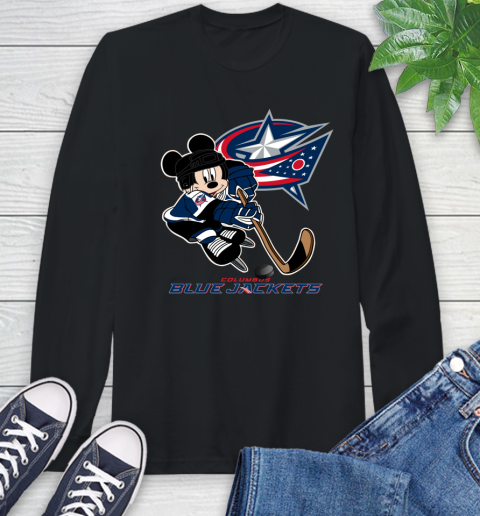 NHL Columbus Blue Jackets Mickey Mouse Disney Hockey T Shirt Long Sleeve T-Shirt 2