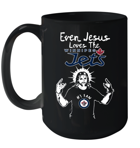 Winnipeg Jets NHL Hockey Even Jesus Loves The Jets Shirt Ceramic Mug 15oz