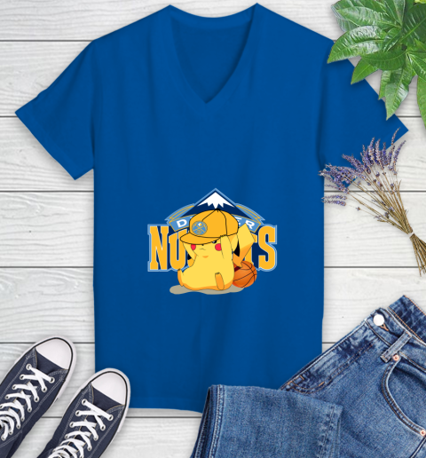 NBA Pikachu Basketball Sports Denver Nuggets Women's V-Neck T-Shirt 10