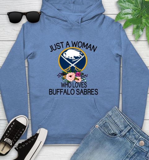 NHL Just A Woman Who Loves Buffalo Sabres Hockey Sports Youth Hoodie 8