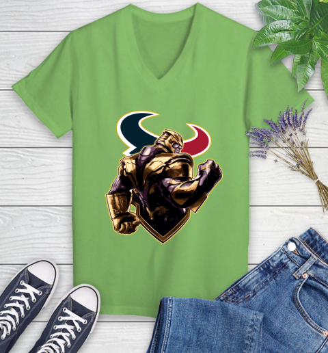 NFL Thanos Avengers Endgame Football Sports Houston Texans Women's V-Neck T-Shirt 11