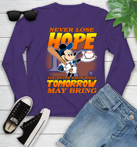 Kansas City Royals MLB Baseball Mickey Disney Never Lose Hope Youth Long Sleeve 4