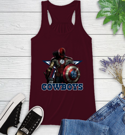 NFL Captain America Thor Spider Man Hawkeye Avengers Endgame Football Dallas Cowboys Racerback Tank 3