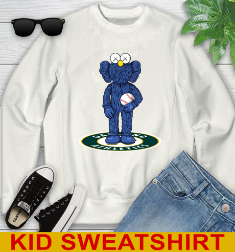 MLB Baseball Oakland Athletics Kaws Bff Blue Figure Shirt Youth Sweatshirt