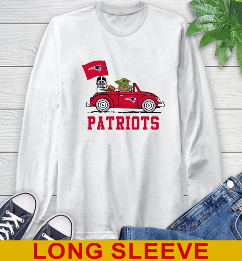 NFL Football New England Patriots Darth Vader Baby Yoda Driving Star Wars Shirt Long Sleeve T-Shirt