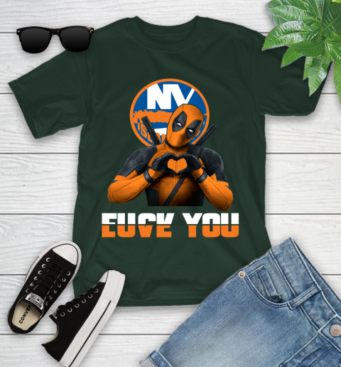 NHL New York Islanders Deadpool Love You Fuck You Hockey Sports Youth T-Shirt 5