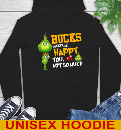 NBA Milwaukee Bucks Makes Me Happy You Not So Much Grinch Basketball Sports Hoodie