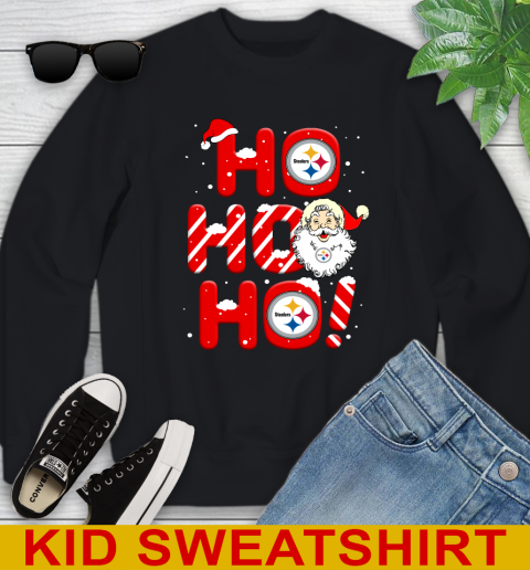 Pittsburgh Steelers NFL Football Ho Ho Ho Santa Claus Merry Christmas Shirt Youth Sweatshirt