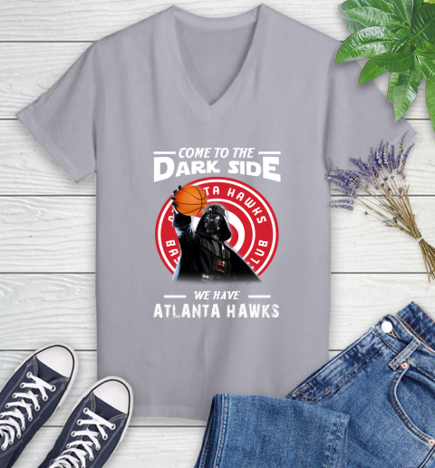 NBA Come To The Dark Side We Have Atlanta Hawks Star Wars Darth Vader Basketball Women's V-Neck T-Shirt 4