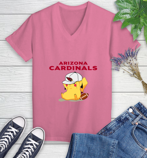NFL Pikachu Football Sports Arizona Cardinals Women's V-Neck T-Shirt 13
