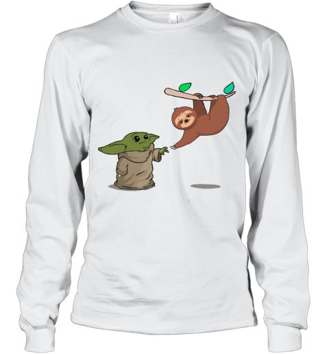 Baby Yoda And Sloth Touch Hands Long Sleeve T-Shirt