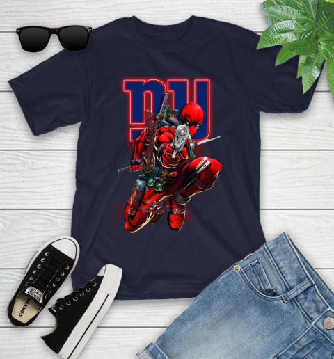 NFL Deadpool Marvel Comics Sports Football New York Giants Youth T-Shirt 3