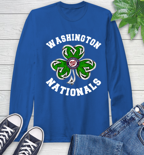 MLB Washington Nationals Three Leaf Clover St Patrick's Day Baseball Sports Long Sleeve T-Shirt 10