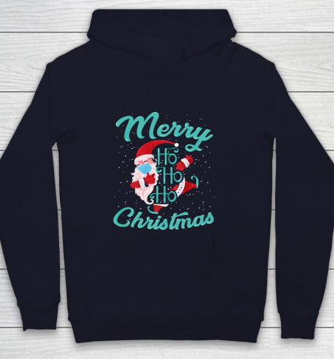 Merry Christmas Ho Ho Ho Santa Claus Wearing A Face Mask Youth Hoodie 2
