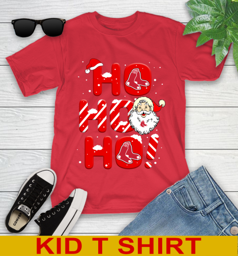 Boston Red Sox MLB Baseball Ho Ho Ho Santa Claus Merry Christmas Shirt Youth T-Shirt 11