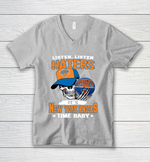 Listen Haters It is KNICKS Time Baby NBA V-Neck T-Shirt 3
