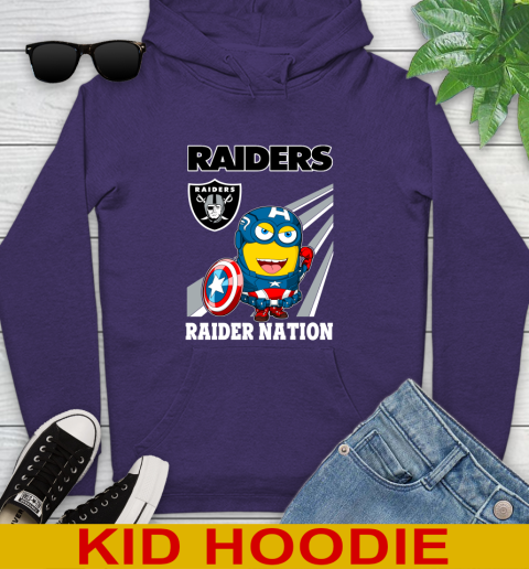NFL Football Oakland Raiders Captain America Marvel Avengers Minion Shirt Youth Hoodie 5
