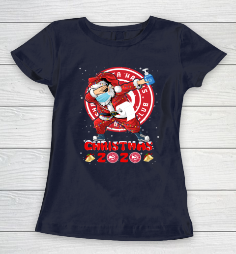 Atlanta Hawks Funny Santa Claus Dabbing Christmas 2020 NBA Women's T-Shirt 2